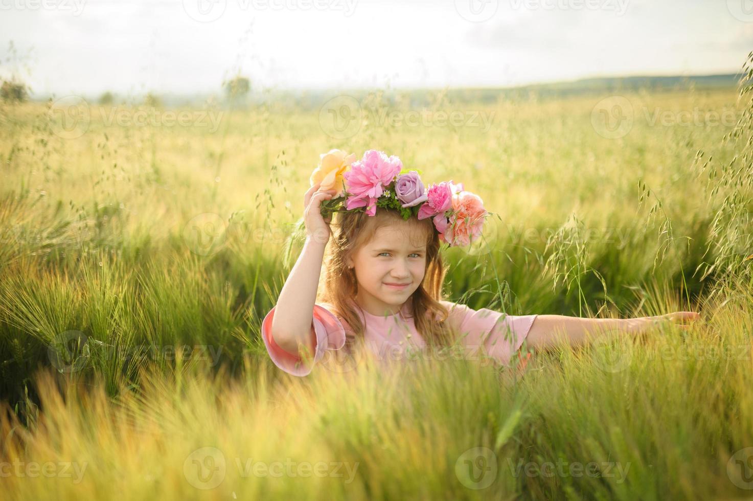 Happy family in the field photo