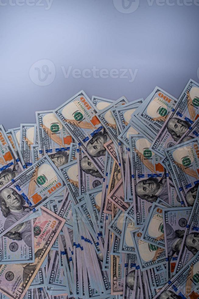 American dollars on a gray background. Finance and business. photo