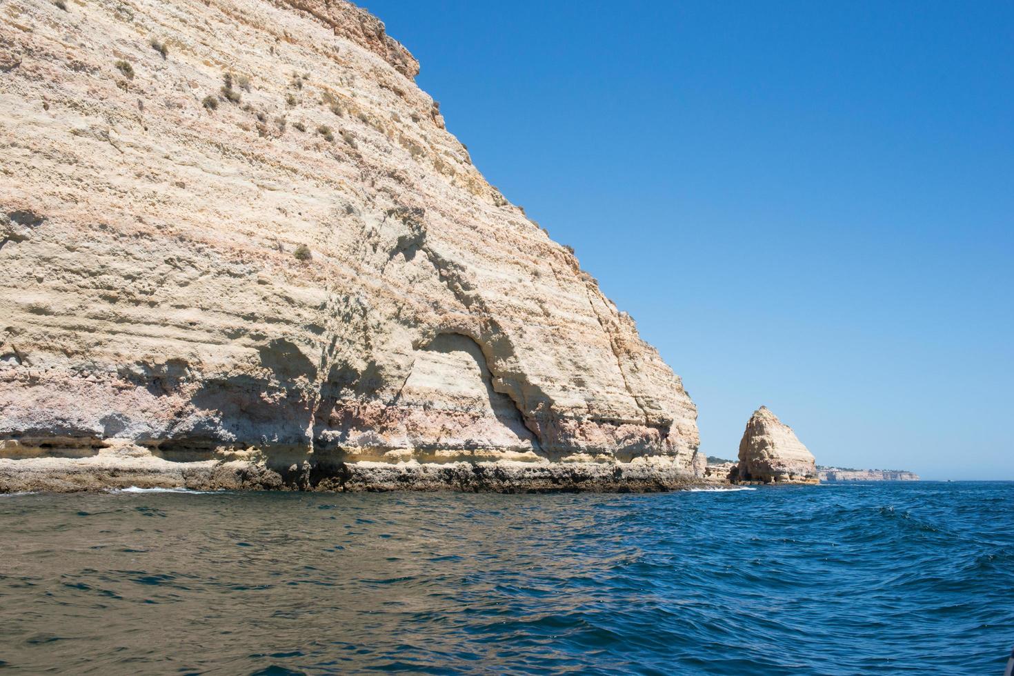 Beautiful coast of Algarve seen from a boat. Sunny day, no people. Portugal photo