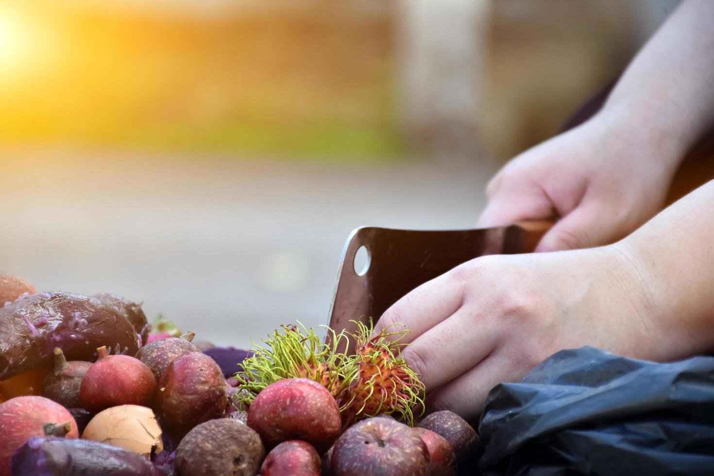 Waste from the kitchen to do the composting at home. photo