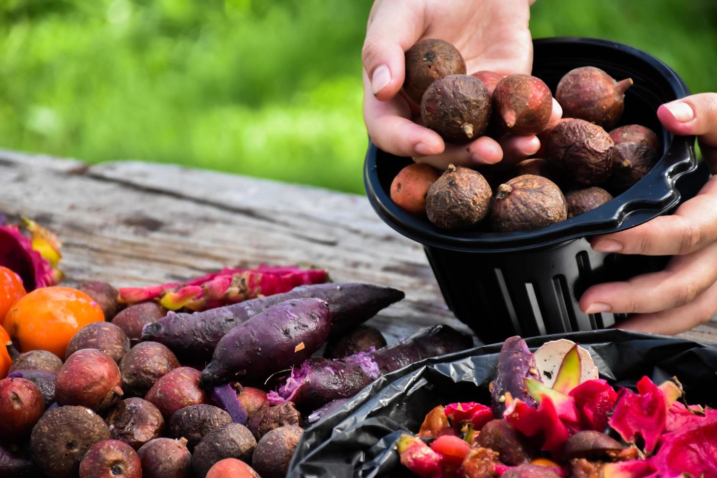 Waste from the kitchen to do the composting at home. photo