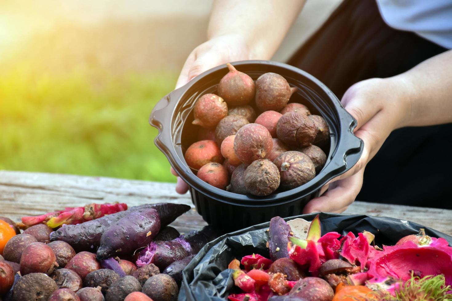 Waste from the kitchen to do the composting at home. photo