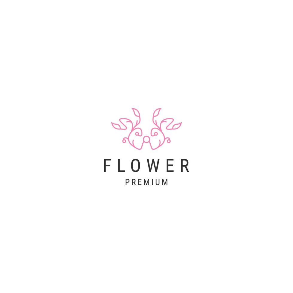 hoja de flor de belleza con plantilla de diseño de icono de logotipo de estilo de línea vector plano