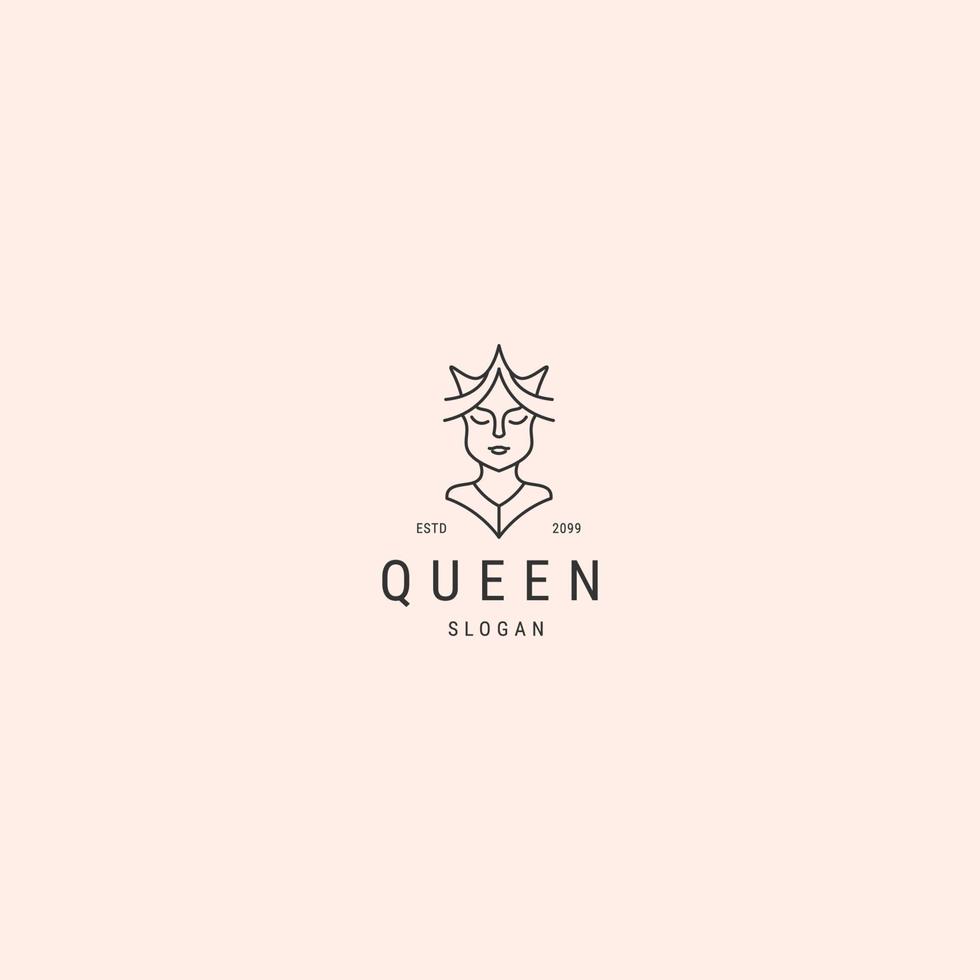 Queen line style logo icon design template flat vector