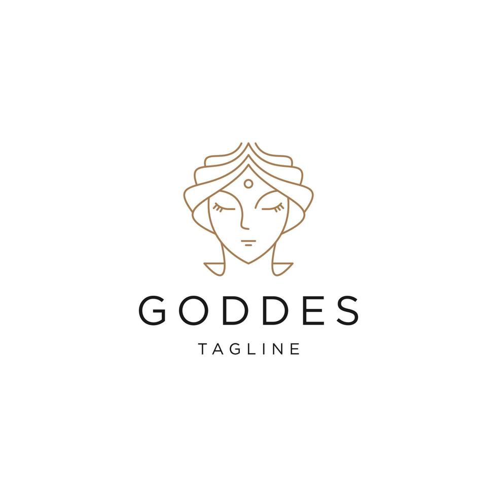 diosa griega belleza línea logo icono diseño vector