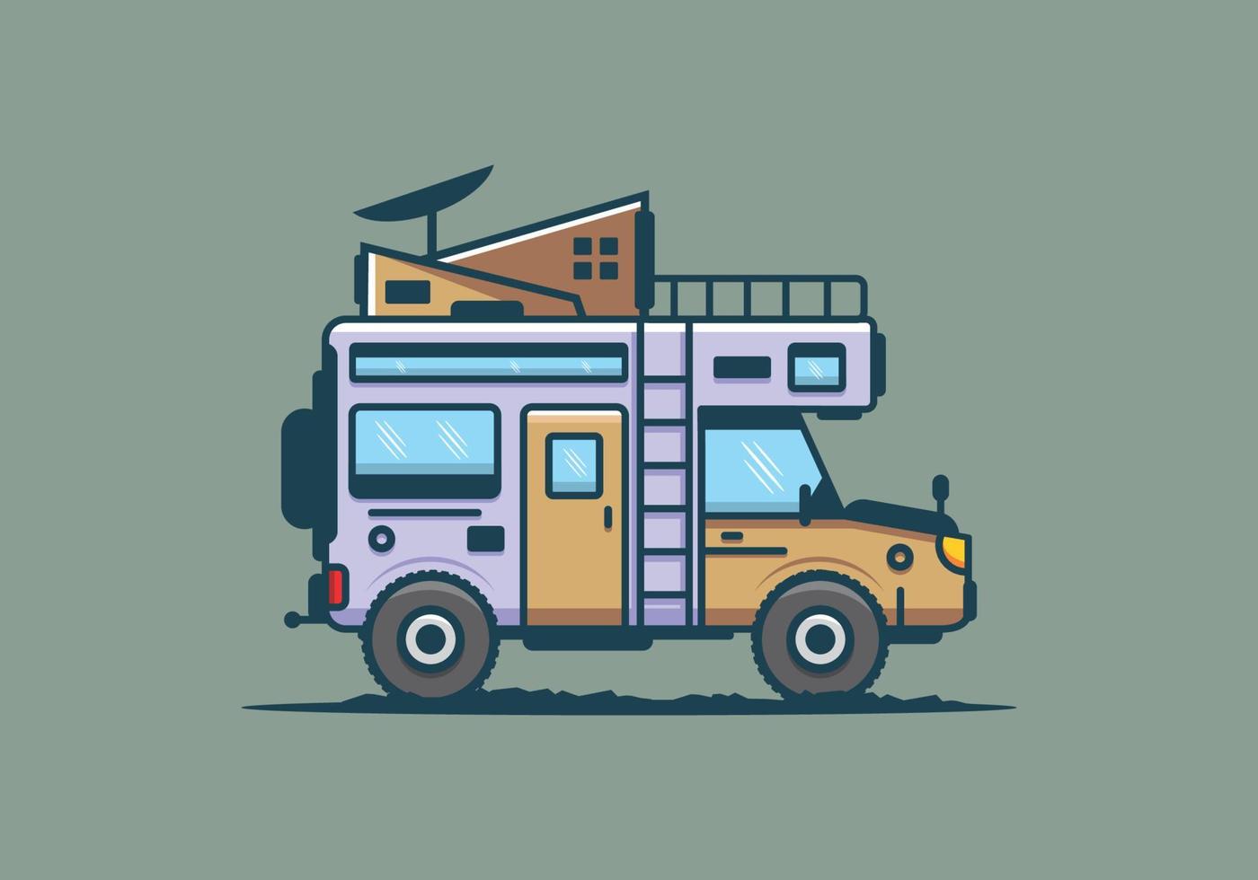 Strong big camper van camping illustration vector