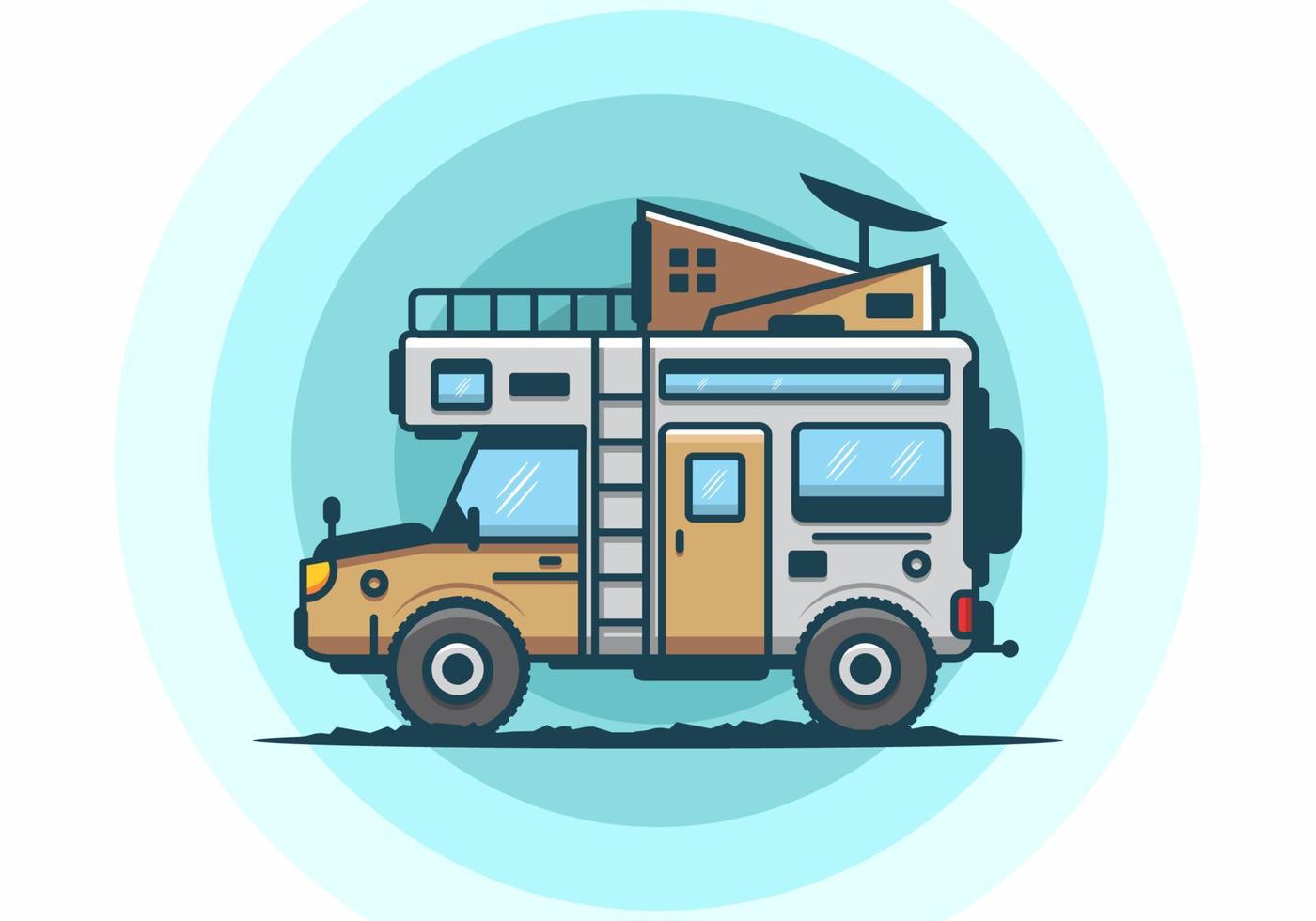 Strong big camper van camping illustration vector