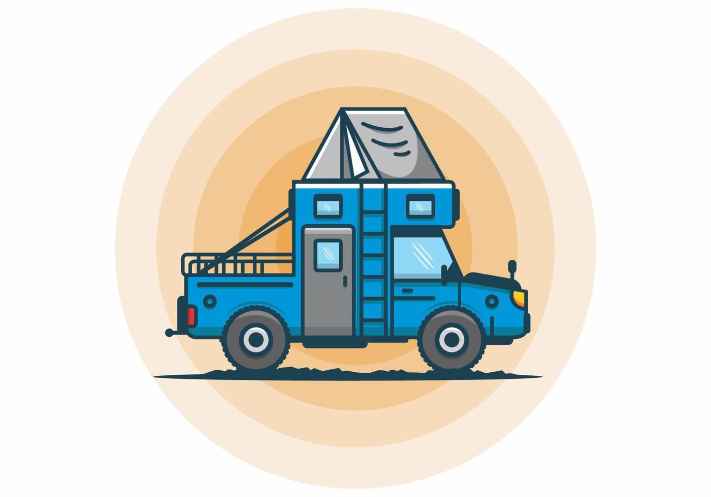 ilustración plana de camión de camping colorido vector