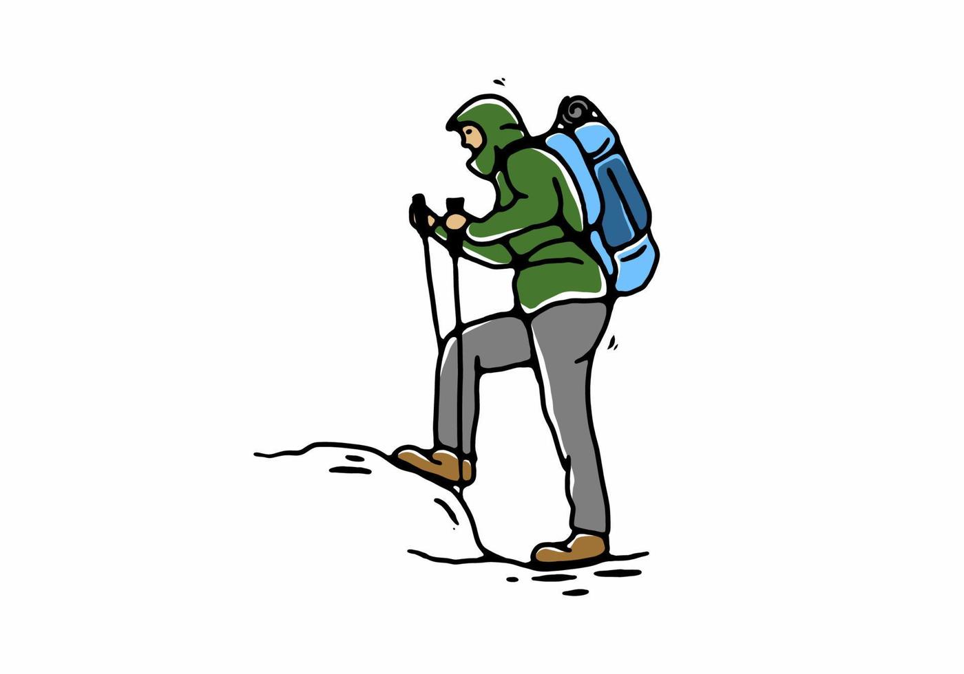 Hand drawing style of green mountain climber vector
