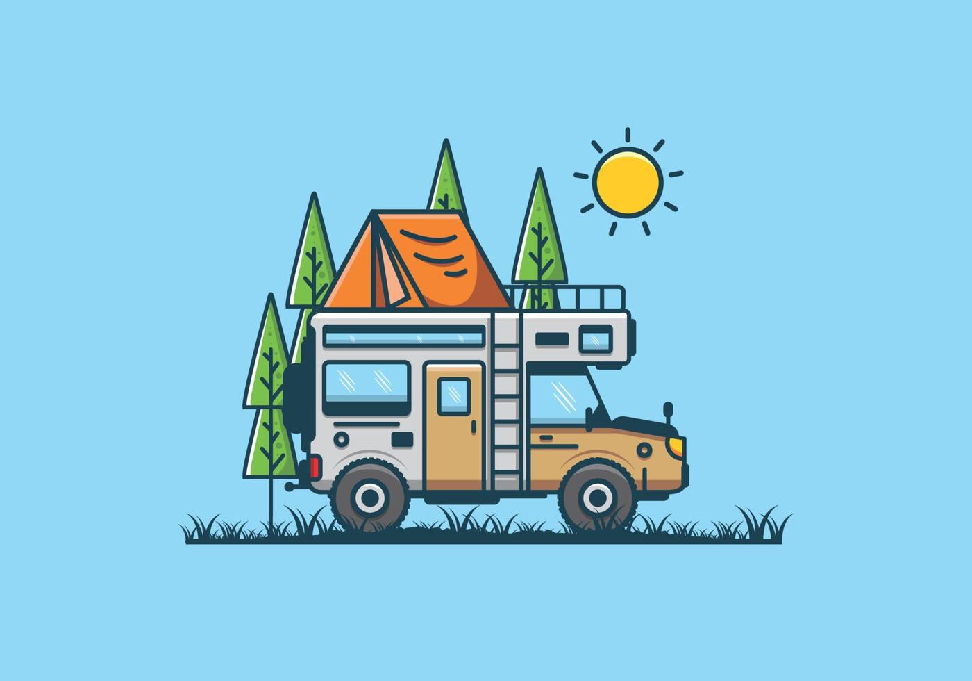 Strong big camper van camping illustration 6925597 Vector Art at Vecteezy