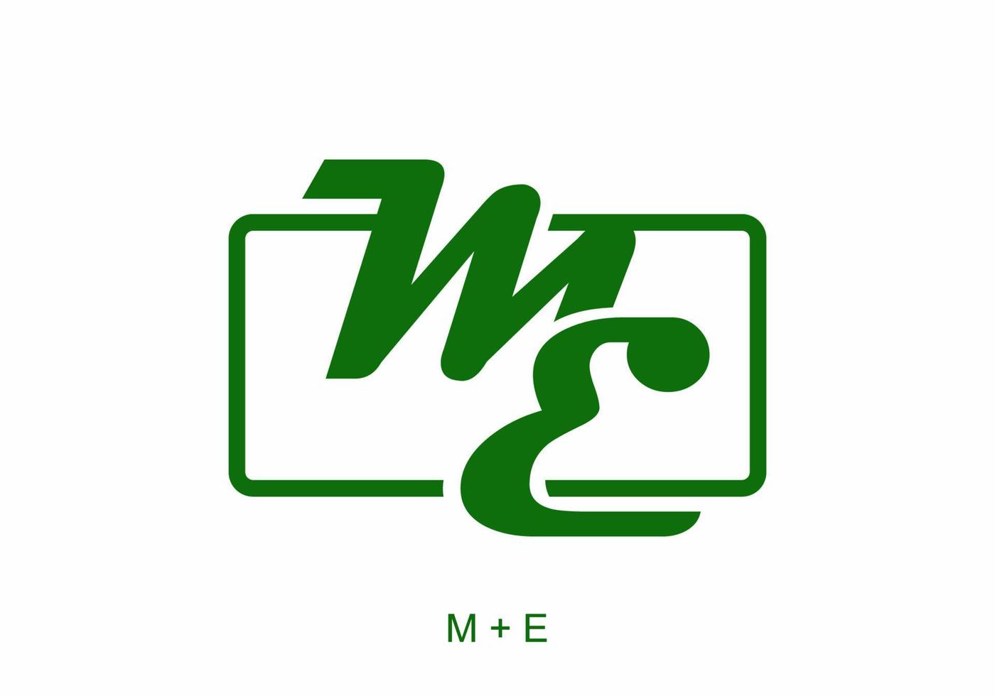 Green ME or EM initial letter text vector