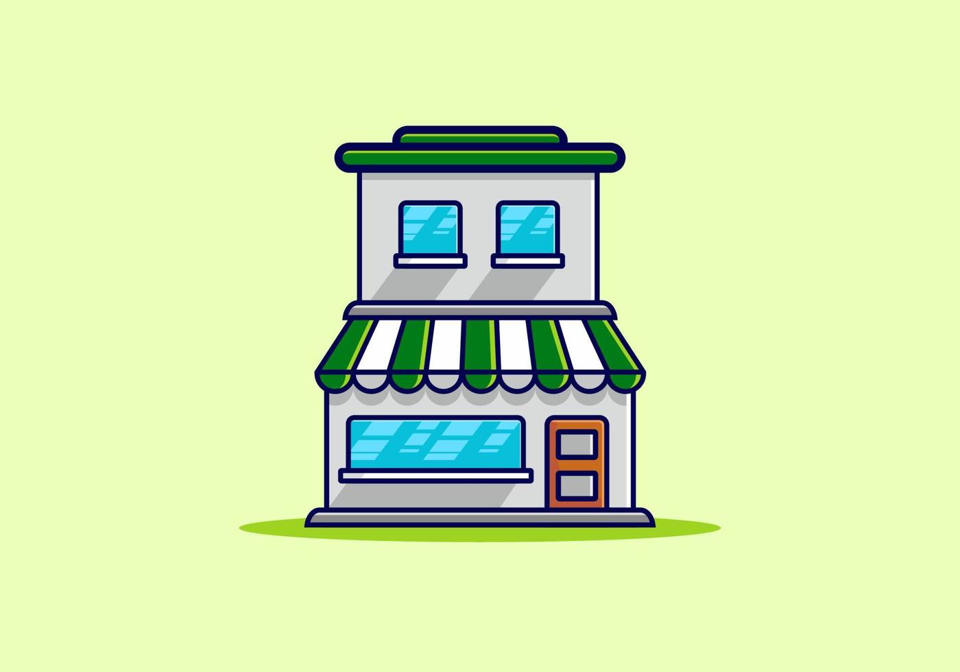 Green two floors store building vector
