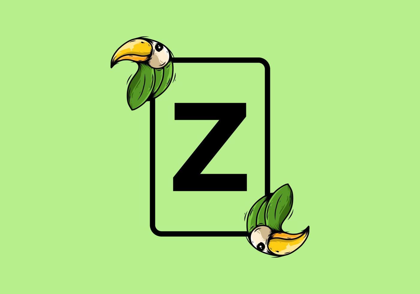 Green bird with Z initial letter vector