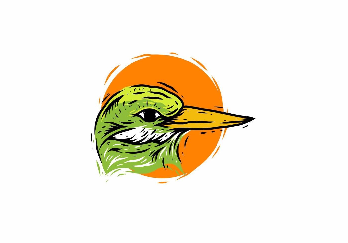 Green bird head illustration drawing vector