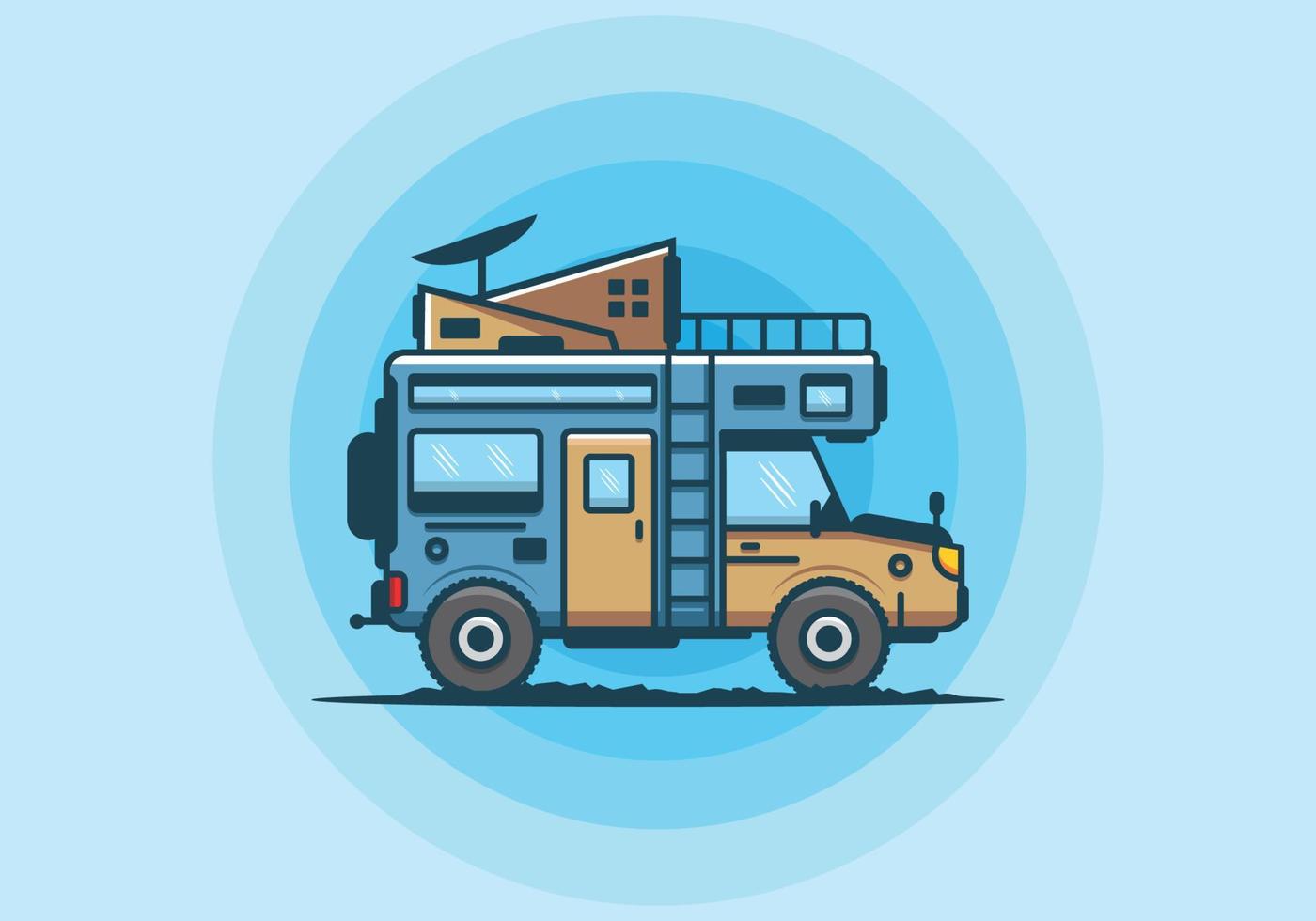 Strong big camper van camping illustration vector