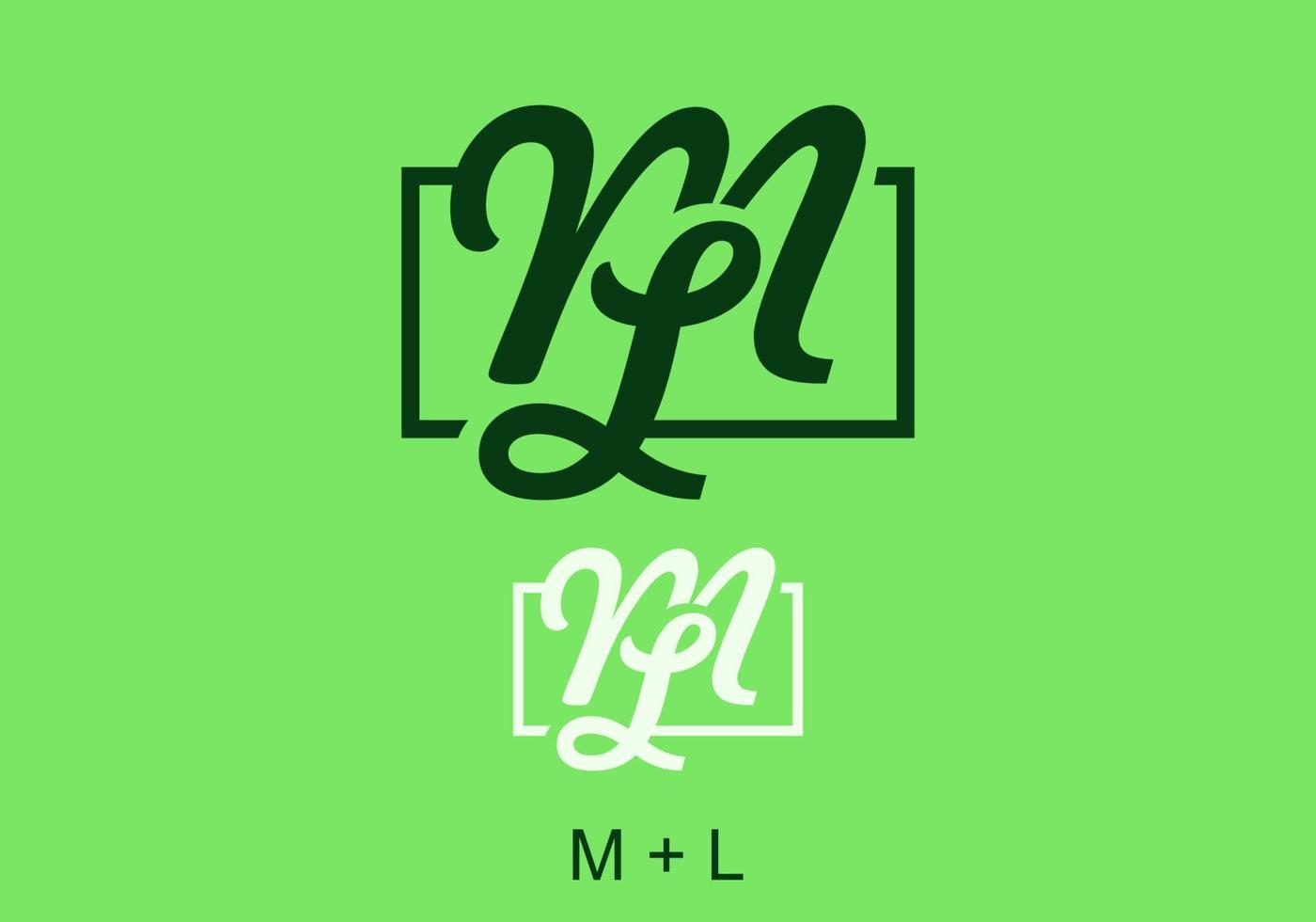 Green and white color of ML initial letter vector