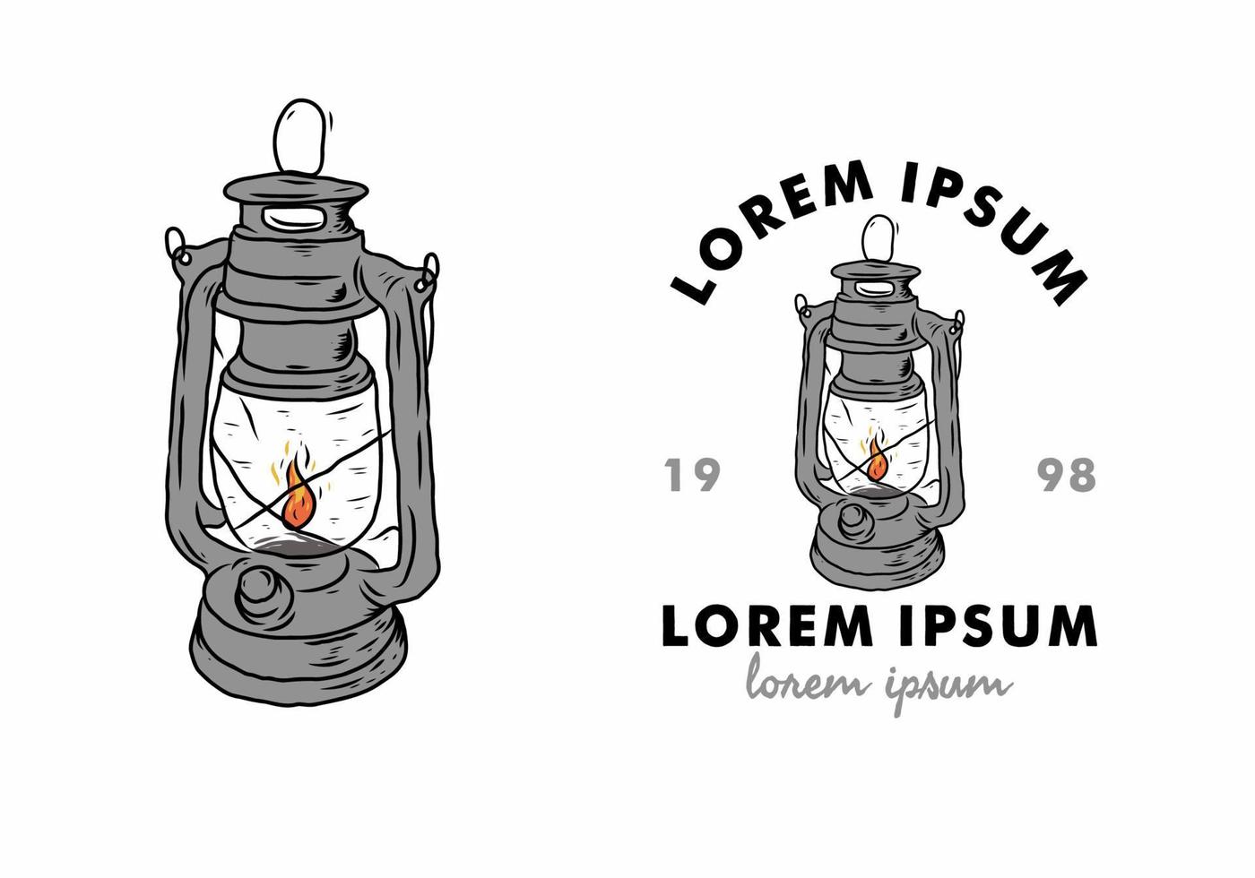 Grey vintage lantern illustration drawing vector