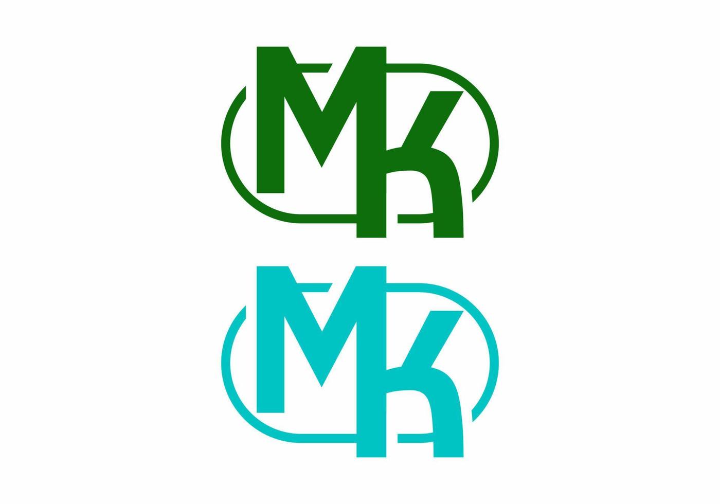 Green and blue of MK initial letter text vector