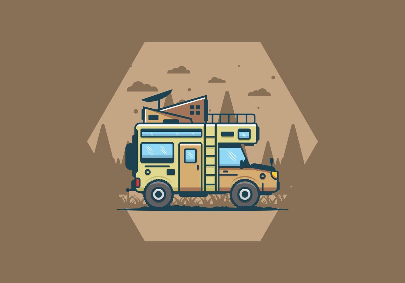 ilustración de camping de autocaravana grande fuerte vector