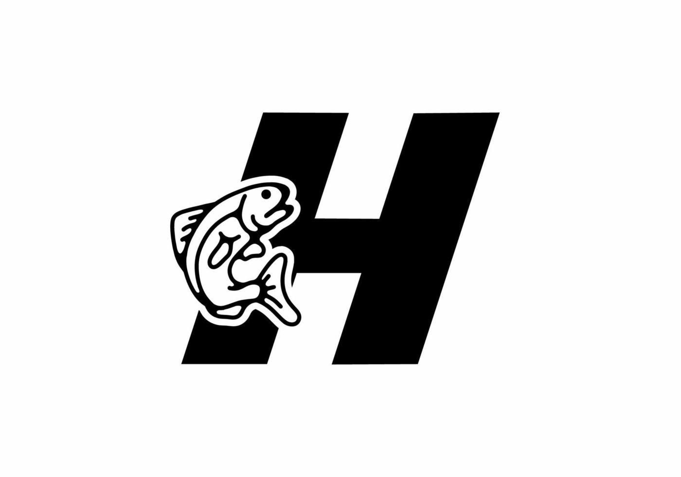 H initial letter with fish vector