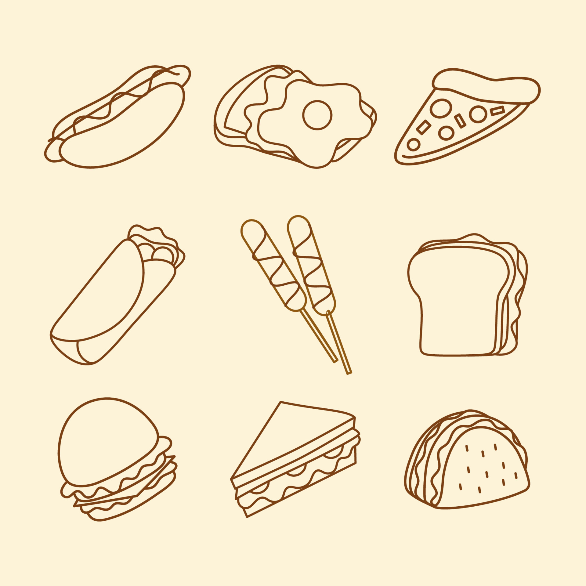 Fast food line art illustration vector collection 6925747 Vector Art at