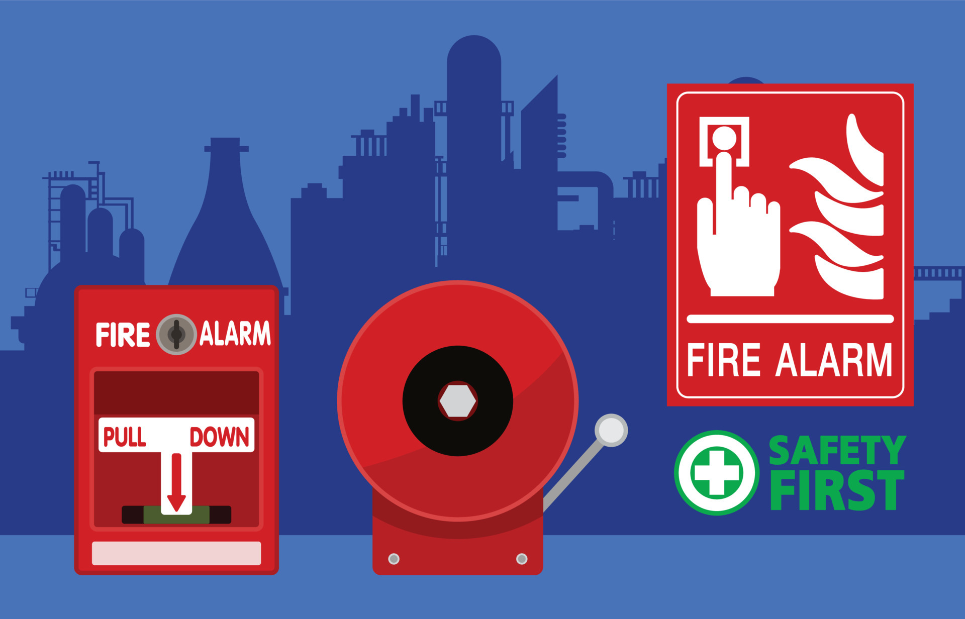 Fire alarm system, safety first , vector design 6925786 Vector Art at