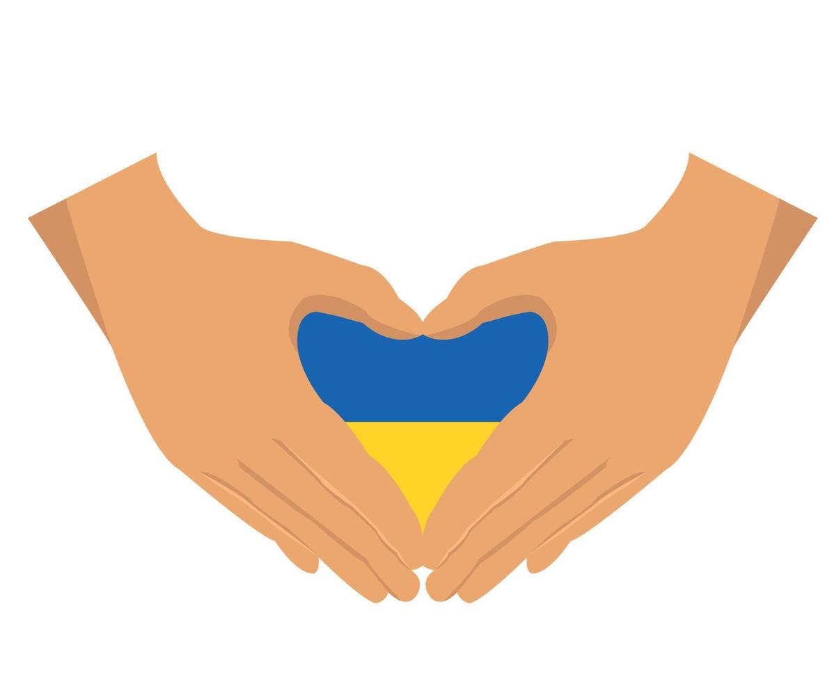 Ukraine Emblem Flag Heart National Europe Map With Hand Symbol Abstract Vector illustration Design
