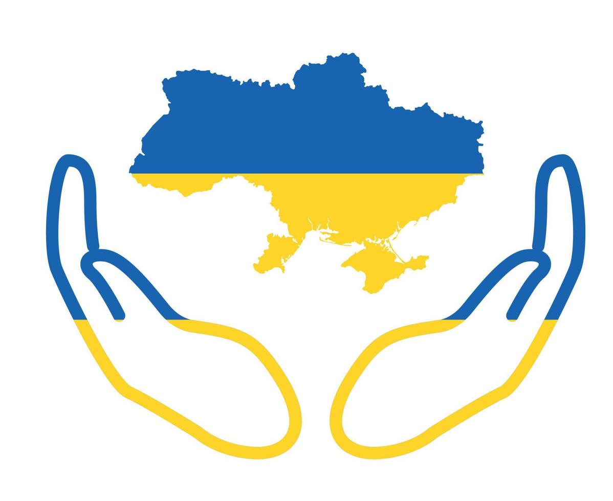 Design Ukraine Flag Map Emblem With Hands National Europe Symbol Abstract Vector illustration