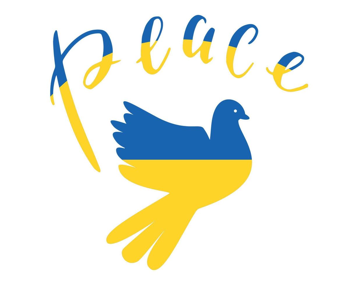 Ukraine Flag Dove of peace Emblem National Europe Abstract Symbol Vector illustration Design