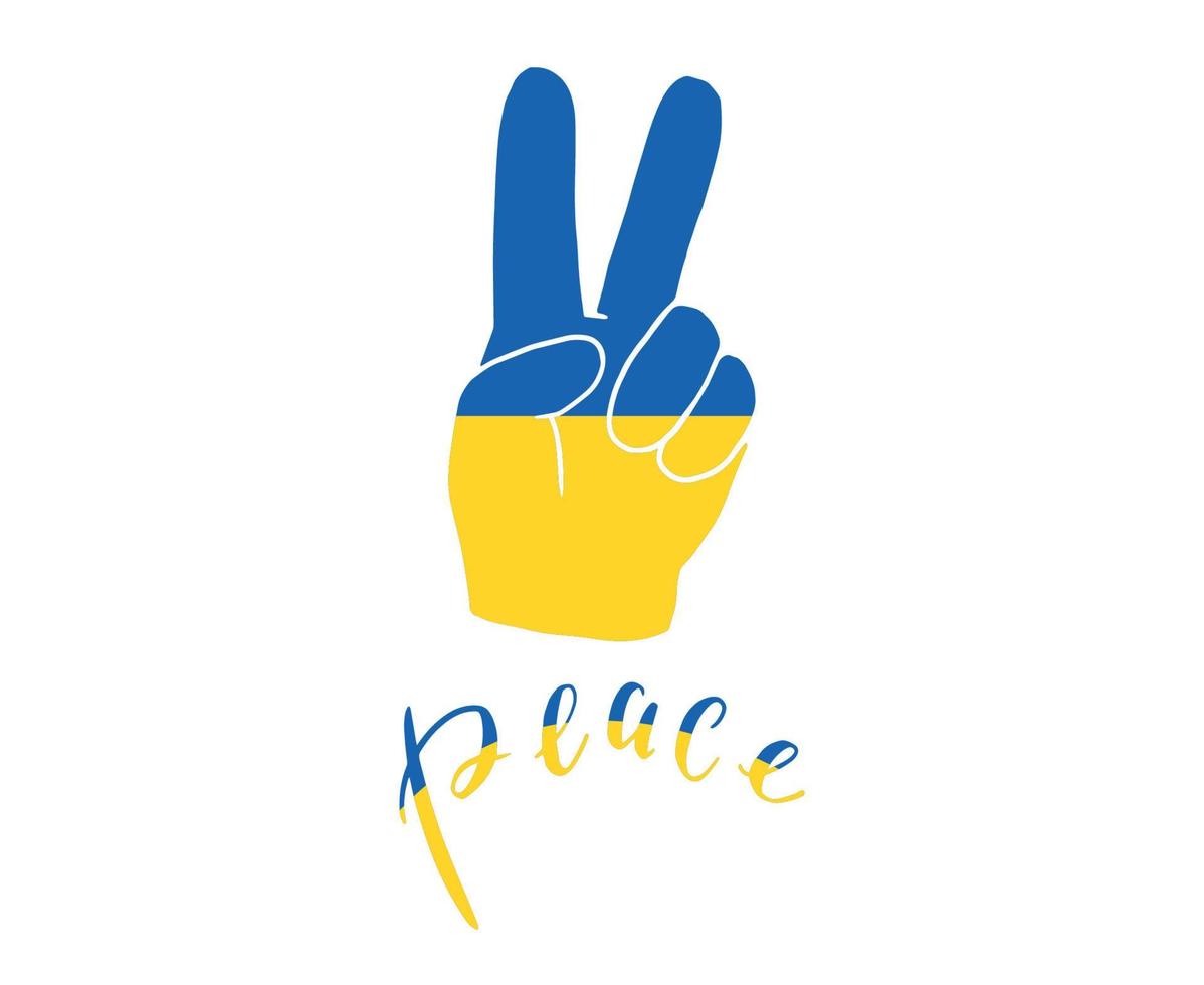 Ukraine Flag Emblem Hand Peace Symbol National Europe Abstract Design Vector illustration