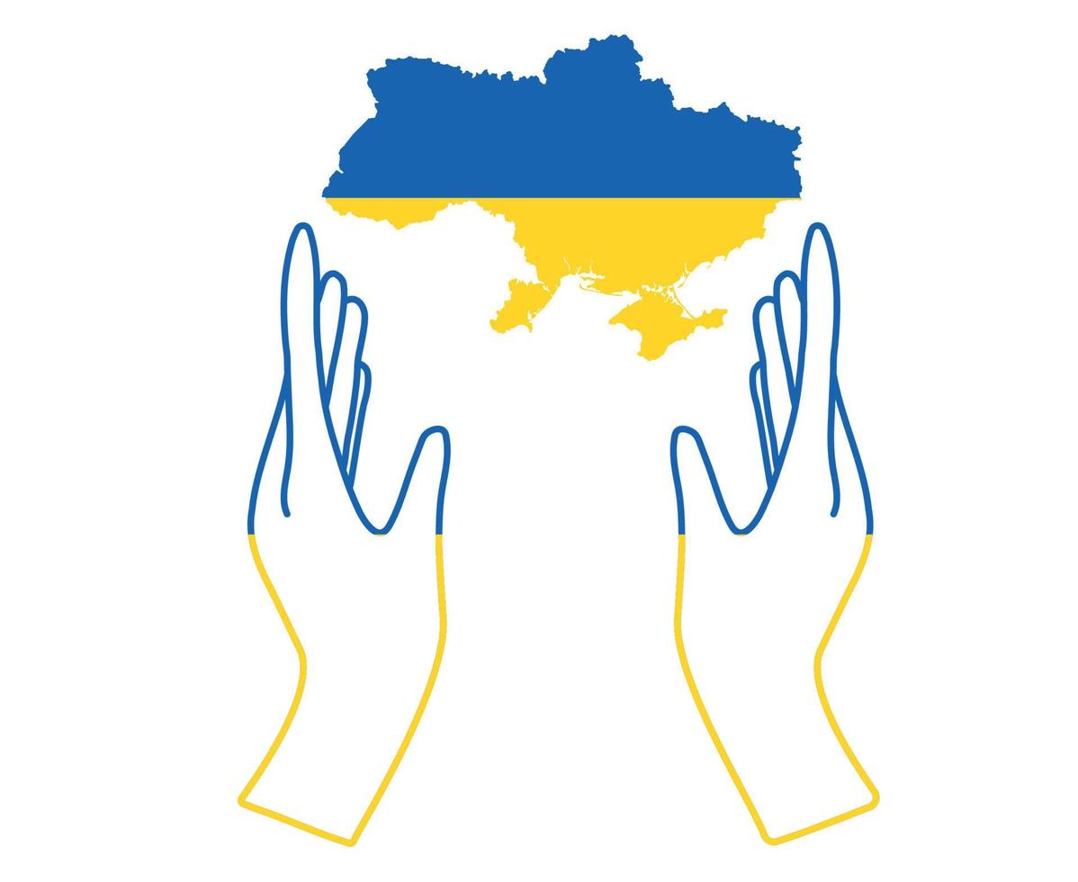 Ukraine Flag Emblem Map With Hands Symbol National Europe Abstract Design Vector illustration