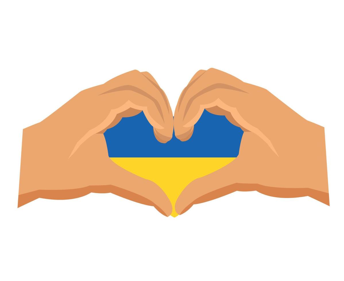 Ukraine Emblem Flag Hand Heart Symbol Abstract Vector illustration Design