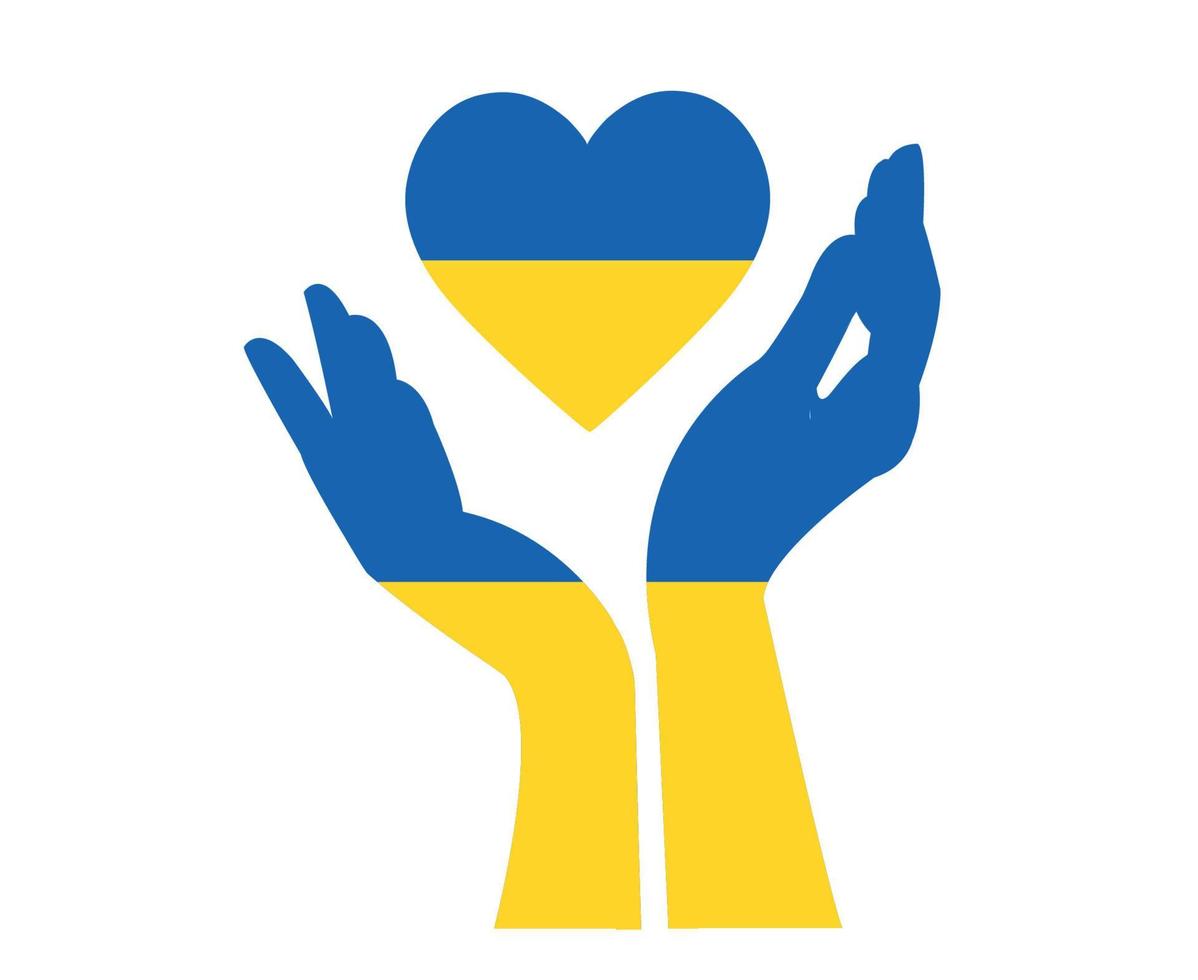 emblema de la bandera de ucrania símbolo del corazón con la mano resumen nacional europa vector ilustración diseño