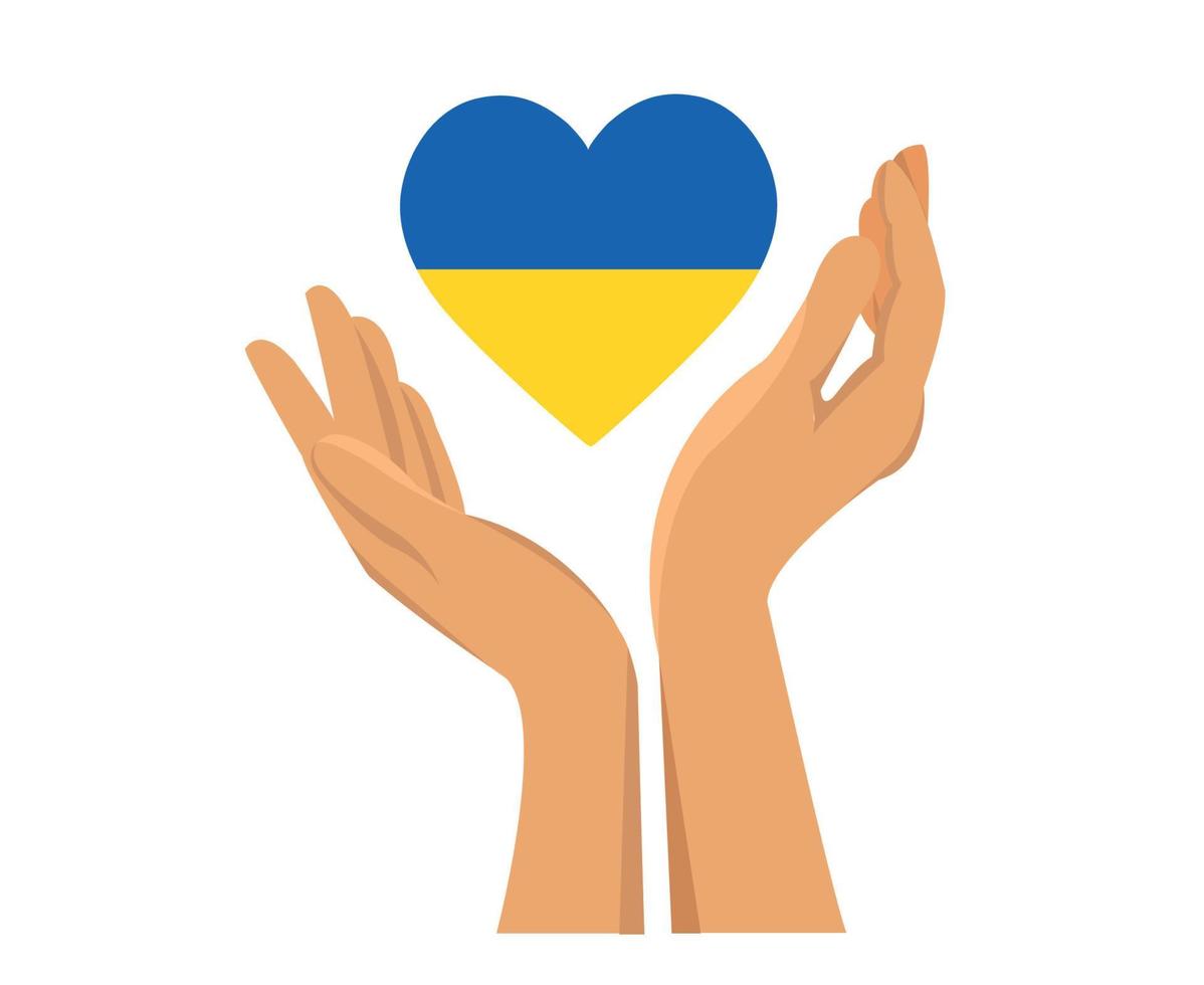 Ukraine Flag Emblem Heart Symbol With Hand Abstract Vector illustration Design