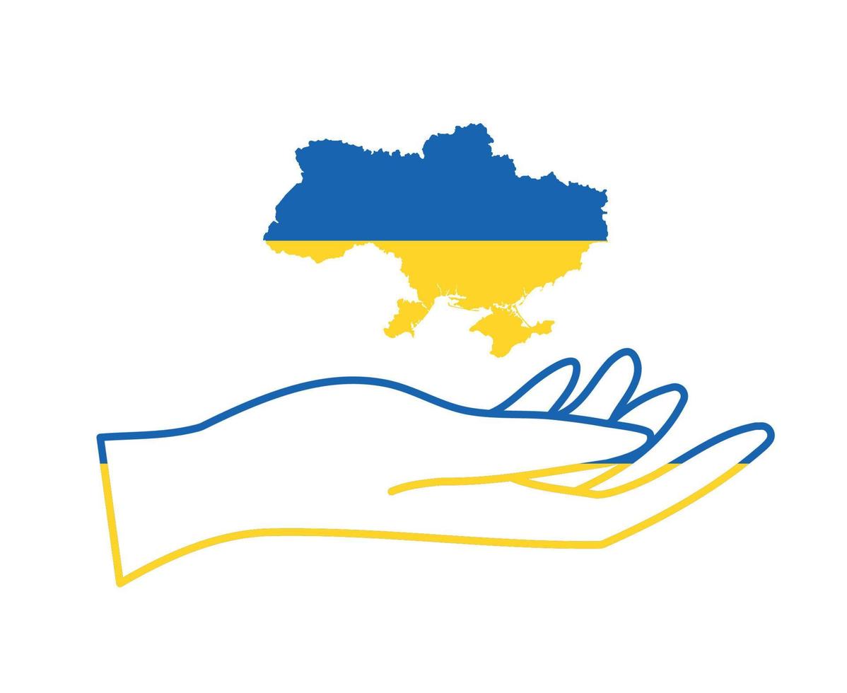 ucrania bandera mapa y mano emblema símbolo abstracto nacional europa vector ilustración diseño