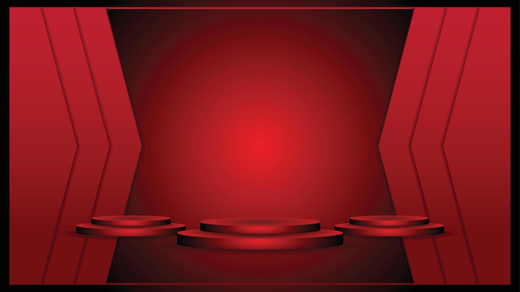 Red background stage podium modern presentation cosmetic display award with abstract of luxury premium product template empty stage spotlight background. vector