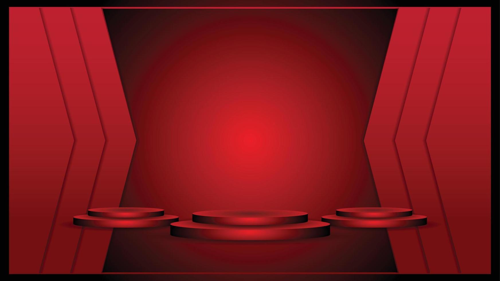 Red background stage podium modern presentation cosmetic display award with abstract of luxury premium product template empty stage spotlight background. vector