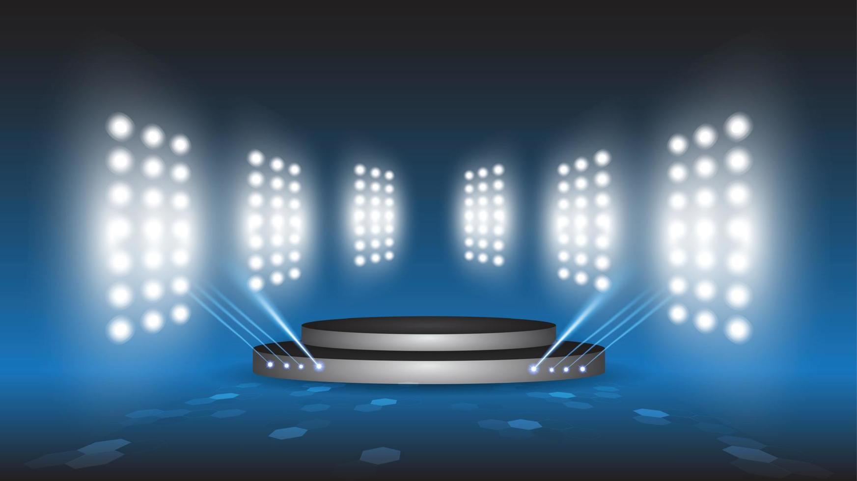 Abstract blue product showcase background stadium stage hall with scenic lights of round futuristic technology user interface Blue vector lighting empty stage spotlight background.