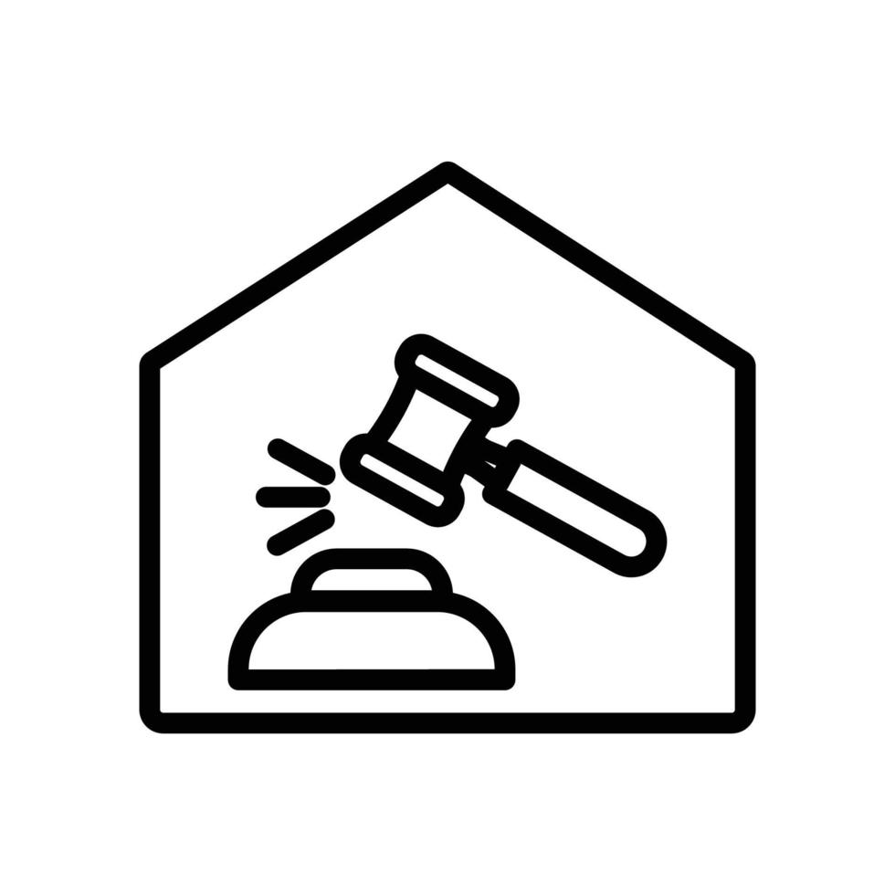 House icon with Hammer of law. suitable for symbol of justice, law day. line icon style. simple design editable. Design template vector