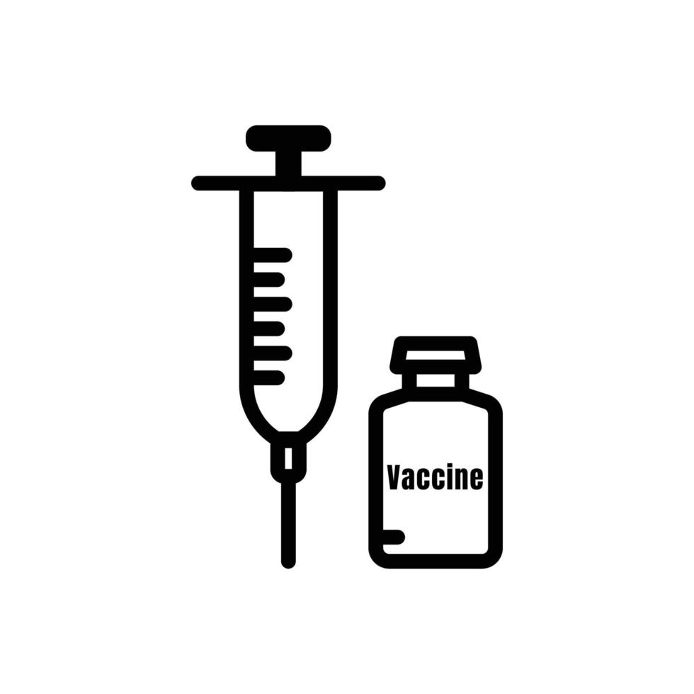 Vaccine medicine icon with syringe. stop virus. suitable for vaccine symbol, health. line icon style. simple design editable. Design template vector