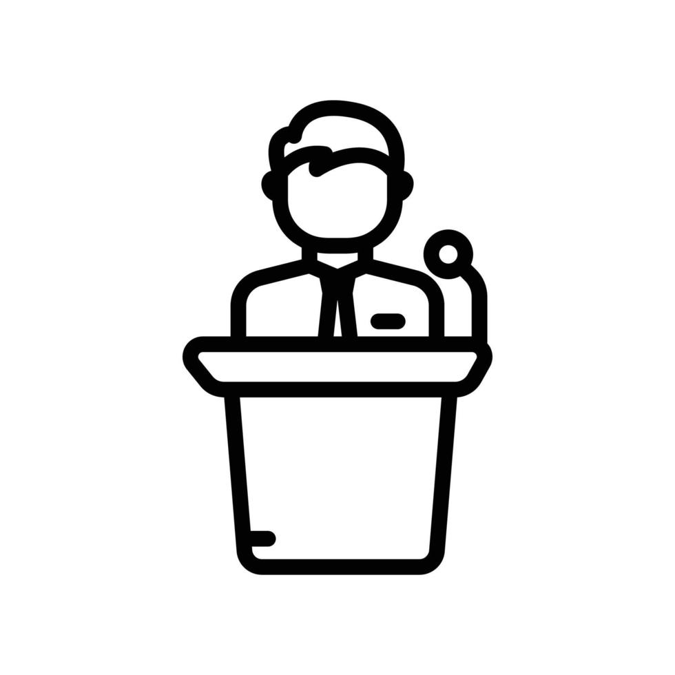 icono de hombre en el podio. adecuado para el símbolo de negocios. estilo de icono de línea. diseño simple editable. vector de plantilla de diseño