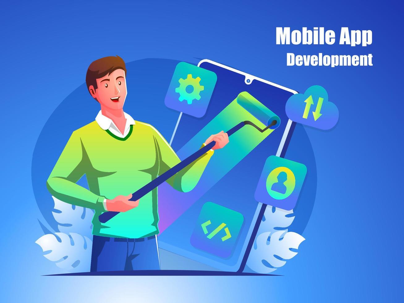 mobile app development concept illustration vector