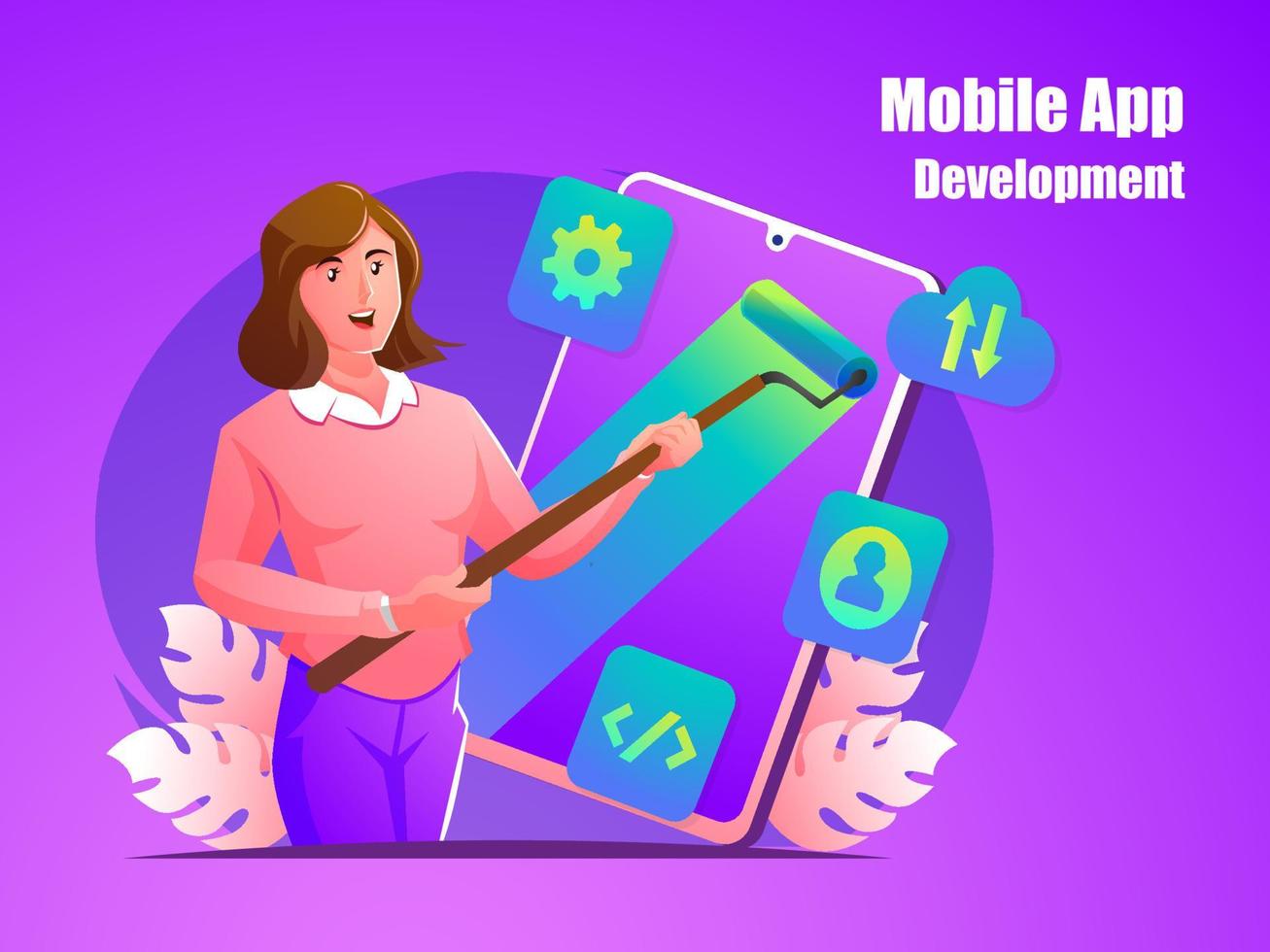 mobile app development concept illustration vector