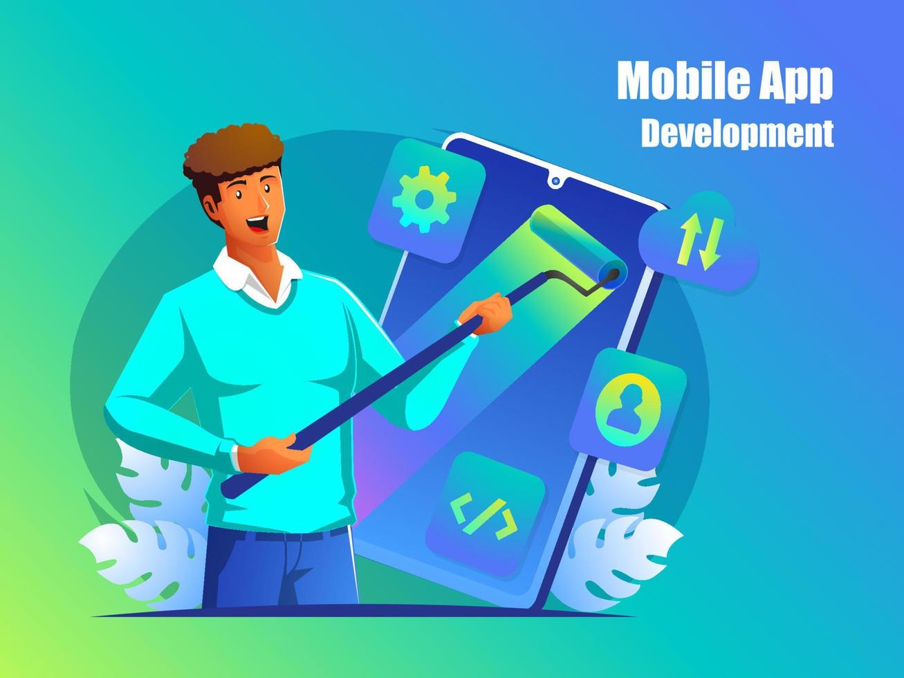 mobile app development concept illustration vector