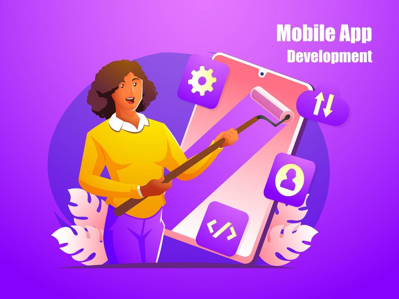 mobile app development concept illustration vector