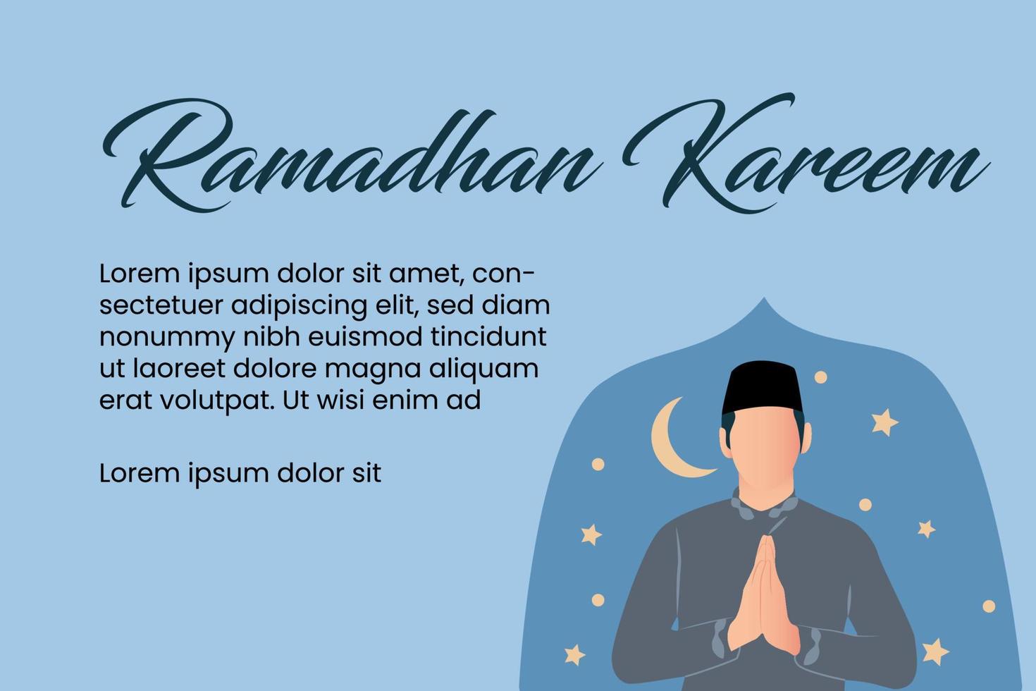 Flat Design Ramadan Vector Illustration with people praying Suitable for business owner, school, community, university or many people who need ramadan design