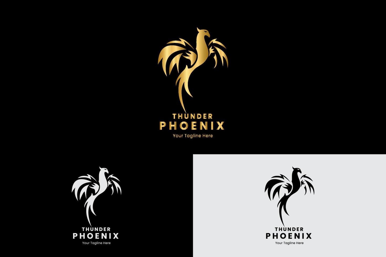 Gold Phoenix logo concept with electric template vector illustration