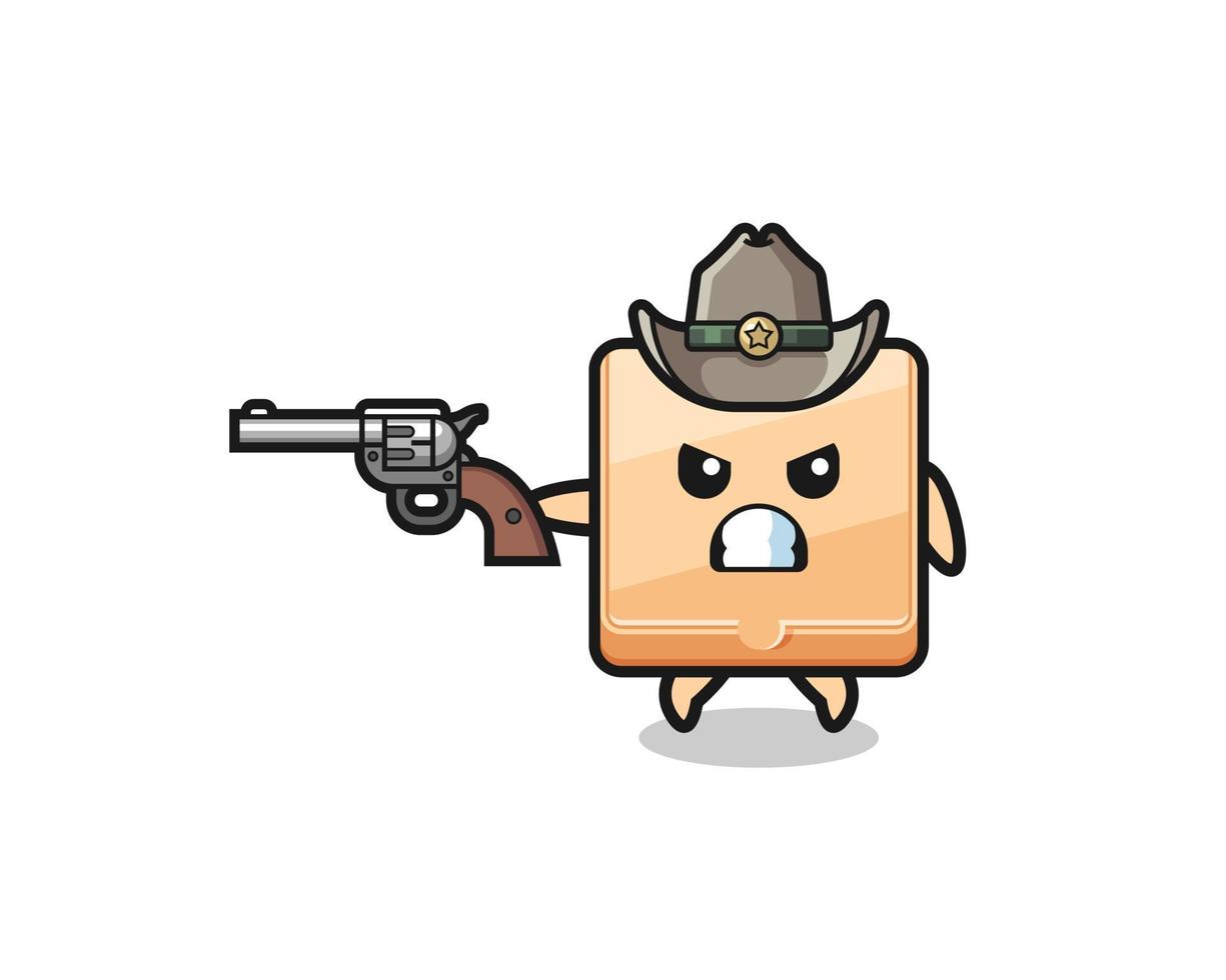 the pizza box cowboy shooting with a gun vector