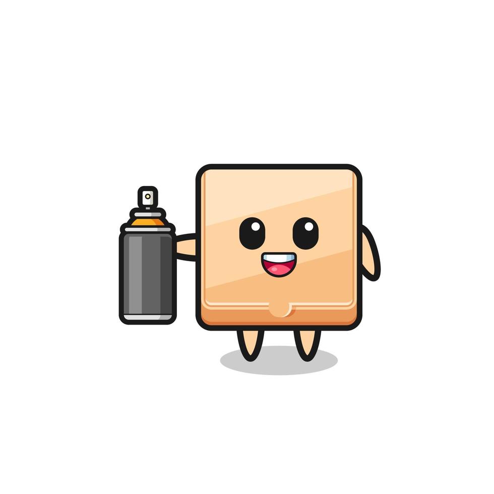 the cute pizza box as a graffiti bomber vector