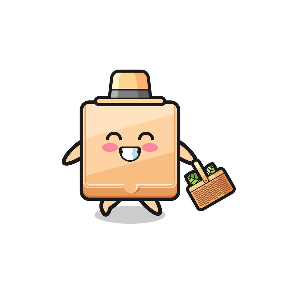 pizza box herbalist character searching a herbal vector